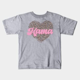 Mama heart leopard print retro distressed design Kids T-Shirt